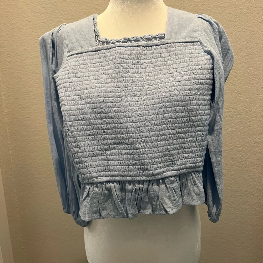 American Eagle Outfitters Sky Blue Crochet Top